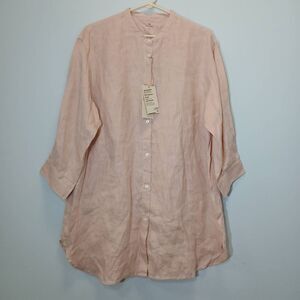 Muji womens xl button down 100% true hemp shirt oversized minimalist top
